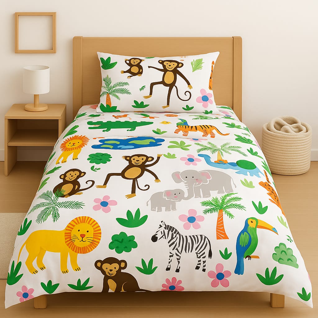 Jungle Safari 3-Piece Bedding Set — Bedsheet, Duvet Cover & Pillow cover