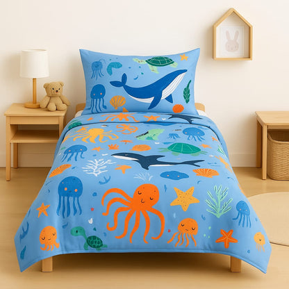 Ocean Friends 3-Piece Bedding Set — Bedsheet, Duvet Cover & Pillowcase