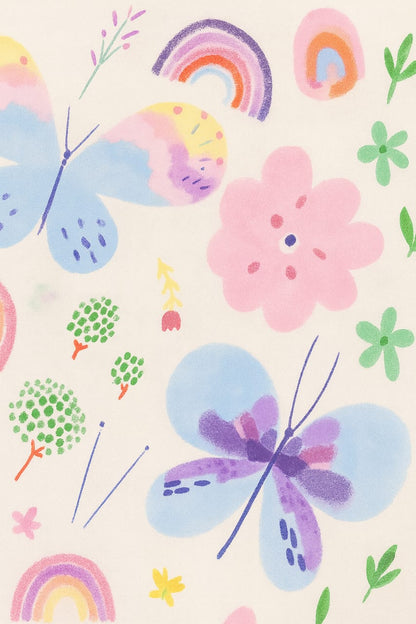 Pastel Flutter Garden – Single Cotton Bedsheet (Dual Piping Finish)