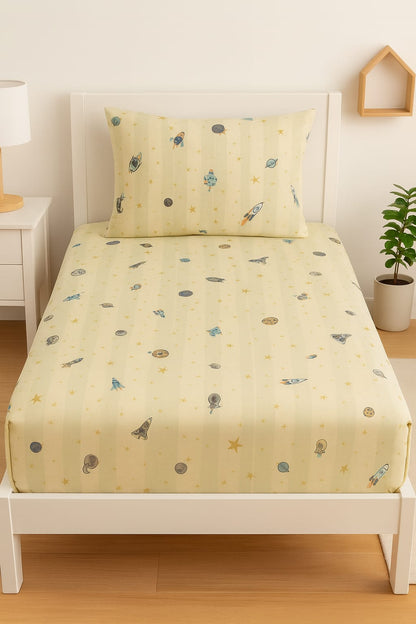 Space explorer Fitted single premium bedsheet