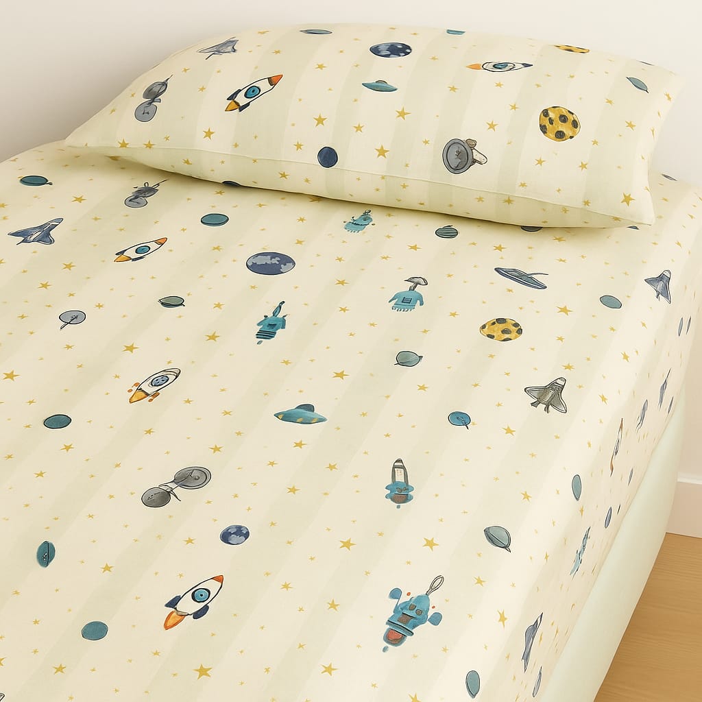 Space explorer Fitted single premium bedsheet
