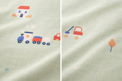 TinyTrendz Little Wheels Pistachio Bedsheet Set