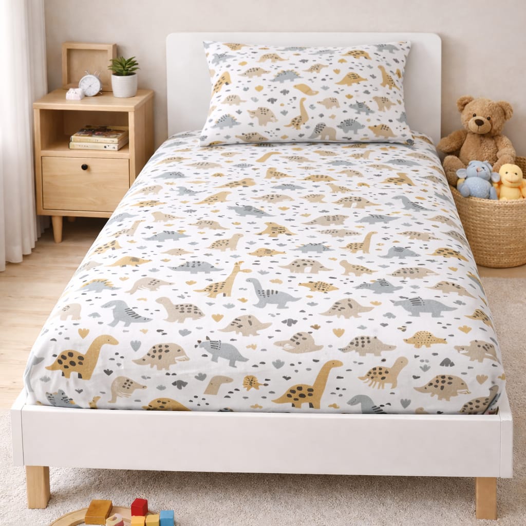 Kids Dino Safari Bedsheet Set – Single Bed