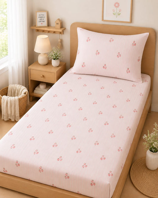 Sweet Strawberry Bliss Single Bedsheet Set