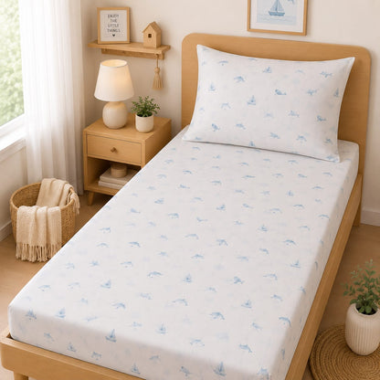 Little Sailaway Dreams Bedsheet Set 🌊🐋⛵