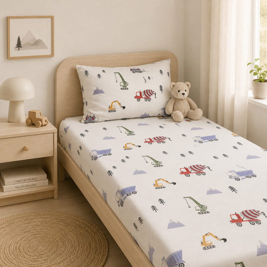 Construction Crew Kids Single Bedsheet