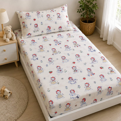 Little Red Kitty Garden Fitted Bedsheet
