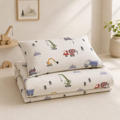 Construction Crew Kids Single Fitted Bedsheet- Soft Cotton