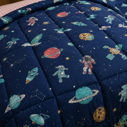Space Adventure Kids Single Comforter Set – 3 Piece Bedding Set with Bedsheet & Pillow Cover