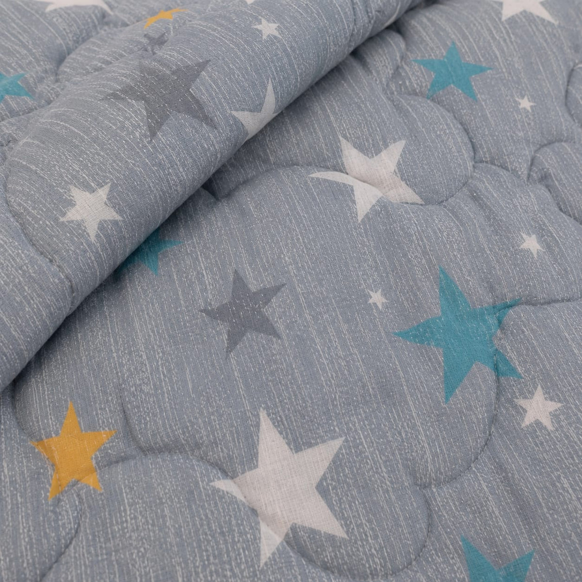 Grey Stars Kids Single Comforter Set – 3 Piece Bedding Set with Bedsheet & Pillow Cover