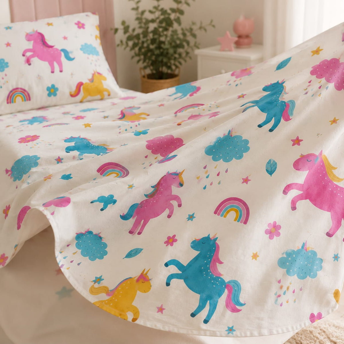 Rainbow Unicorn Dreams Kids Bedsheet
