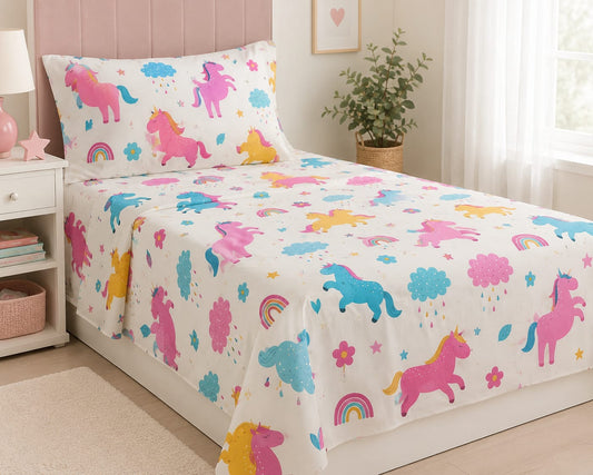 Rainbow Unicorn Dreams Kids Bedsheet