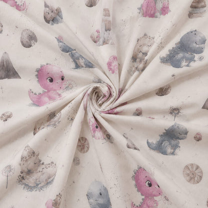Dreamy Dino Kids Single Bedsheet Set – Soft Cotton Dinosaur Print Bedding