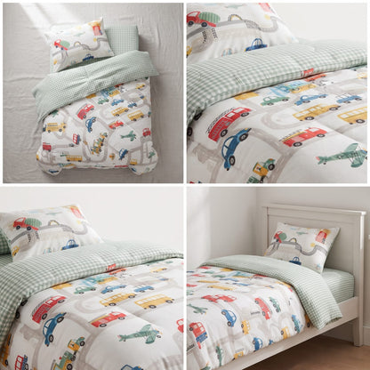 "Little Roadster" 3-Piece Single Comforter Bedding Set