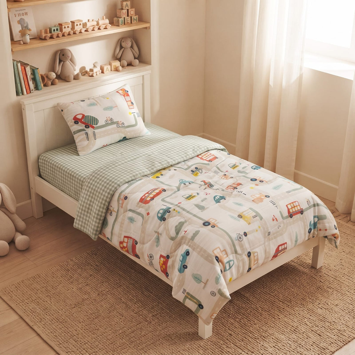 "Little Roadster" 3-Piece Single Comforter Bedding Set