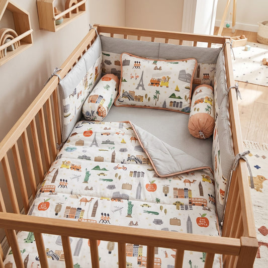"Little Traveler" 6-Piece Global Adventure Baby Cot Set