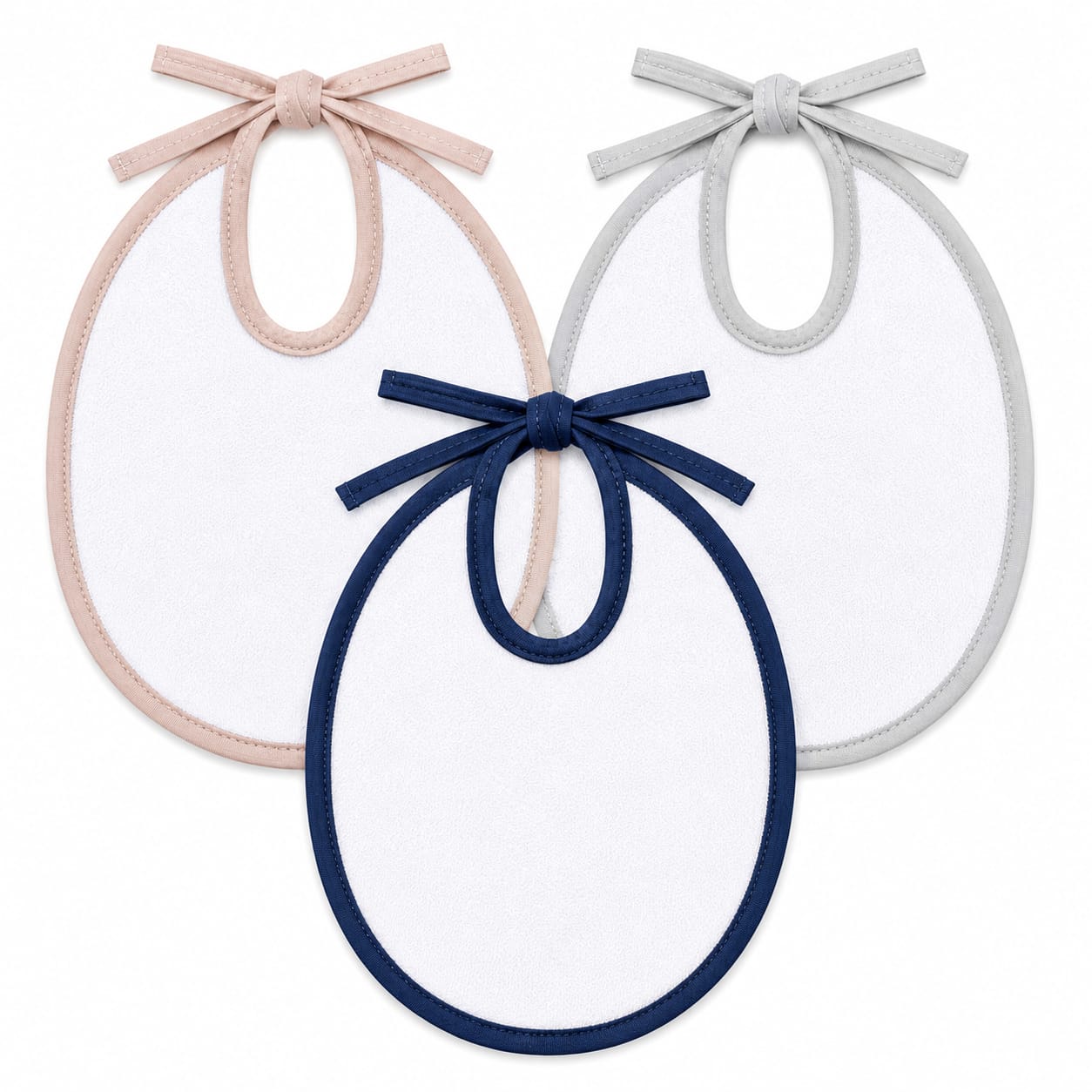 Premium Baby Terry Feeding Bibs Set of 3 – Soft Absorbent Tie Bibs for Newborns & Infants
