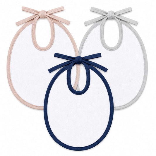 Premium Baby Terry Feeding Bibs Set of 3 – Soft Absorbent Tie Bibs for Newborns & Infants
