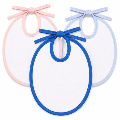 Royal Blue, Baby Blue & Pink Baby Feeding Bibs – Pack of 3 Soft Terry Cotton Waterproof Bib Set Large