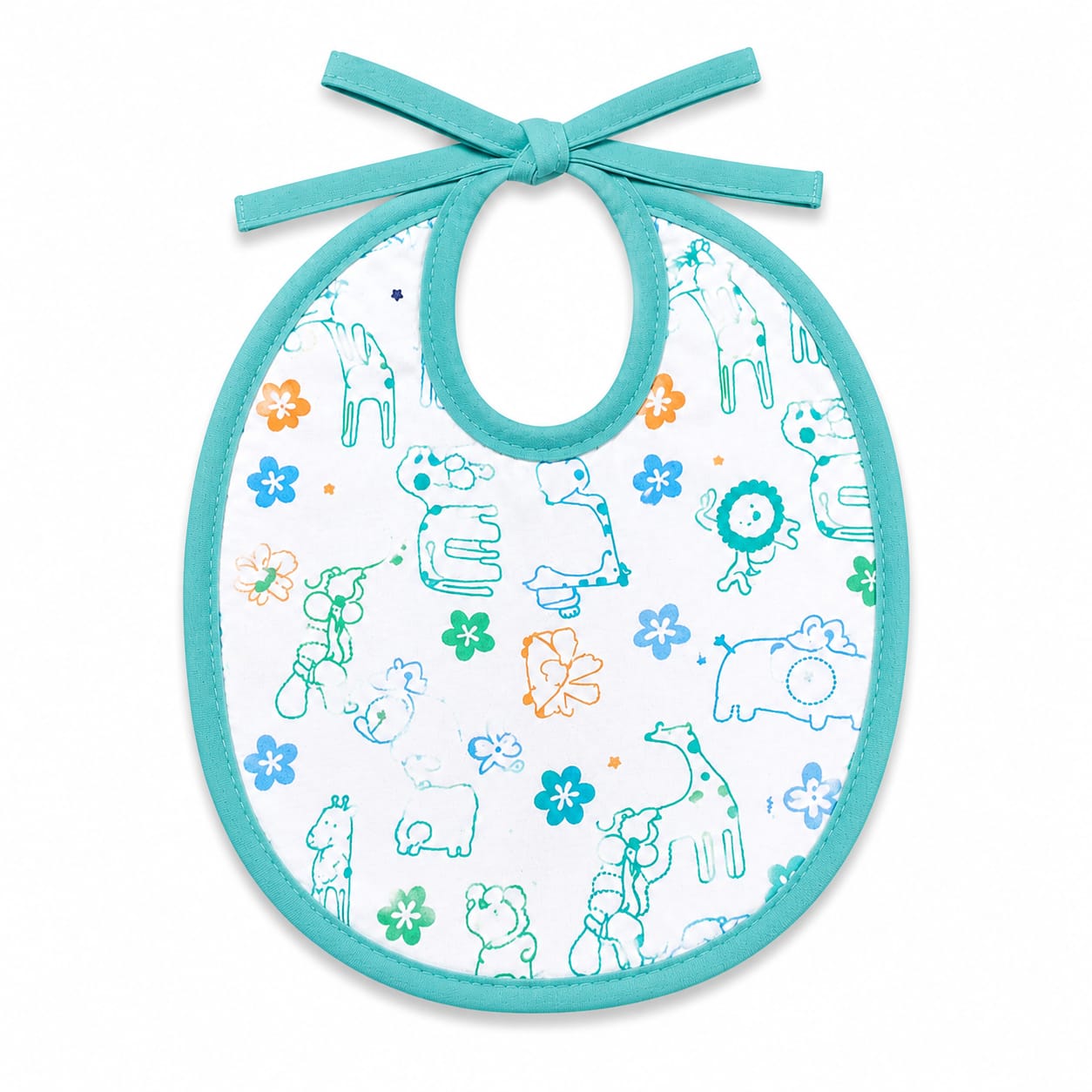 3-Pack Soft Terry Cotton Baby Bib Set – Tie Closure Feeding Bibs (Pink, Teal & Grey) Medium