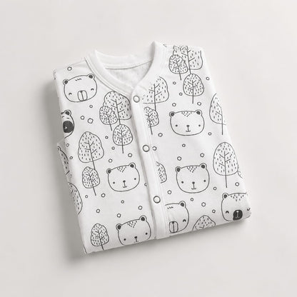 Forest Bear Baby Bodysuit– White