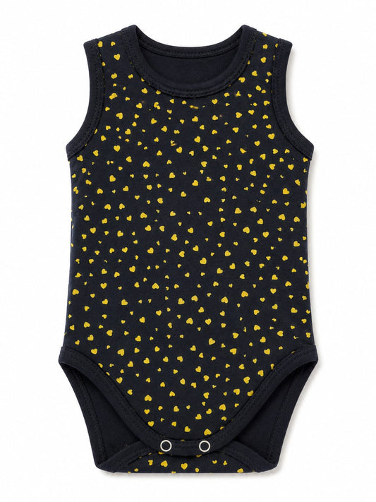 Midnight Gold Hearts Baby Bodysuit