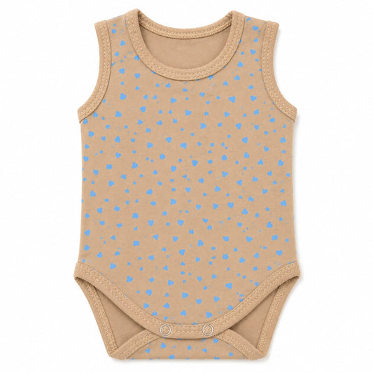 Mocha Blue Hearts Baby Bodysuit