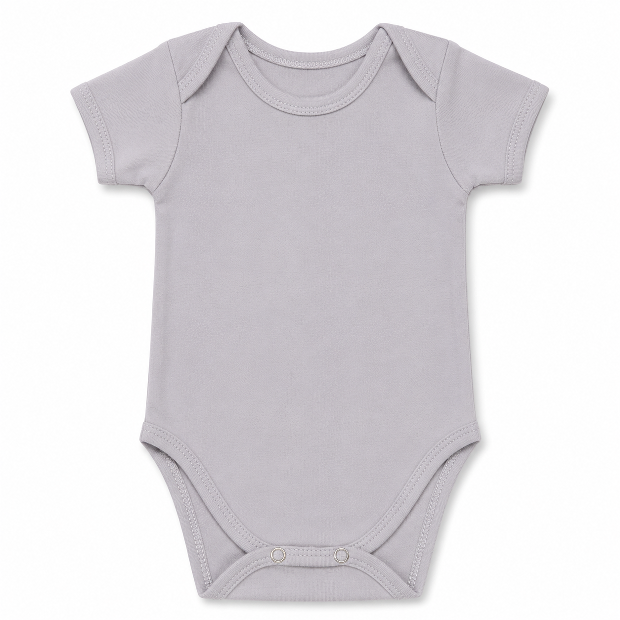 Light Grey Short Sleeve Baby Bodysuit