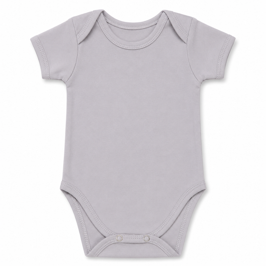 Light Grey Short Sleeve Baby Bodysuit