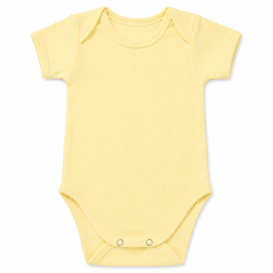Butter Yellow Short Sleeve Baby Bodysuit