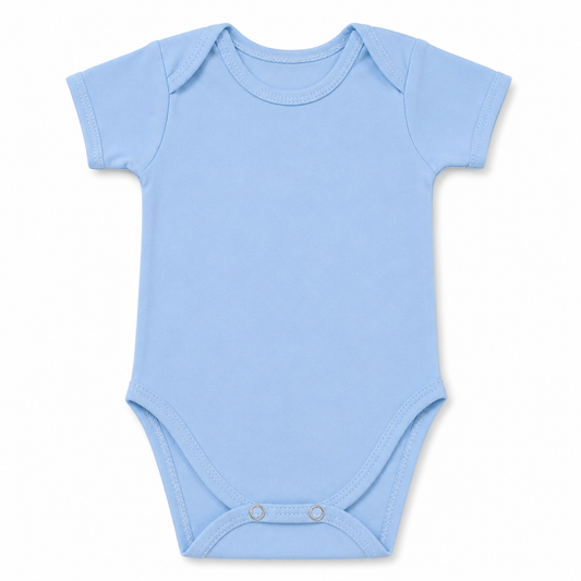 Sky Blue Short Sleeve Baby Bodysuit