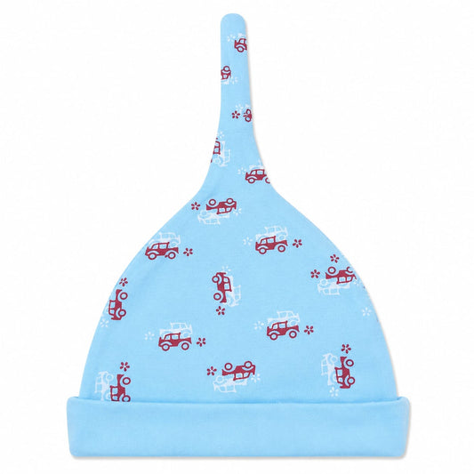 Little Wheels Knot Baby Cap – Soft Cotton Newborn Beanie