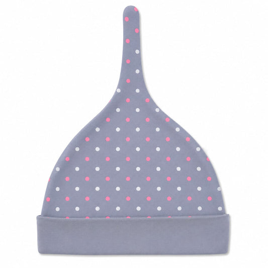 Sweet Polka Knot Baby Cap – Soft Cotton Newborn Beanie