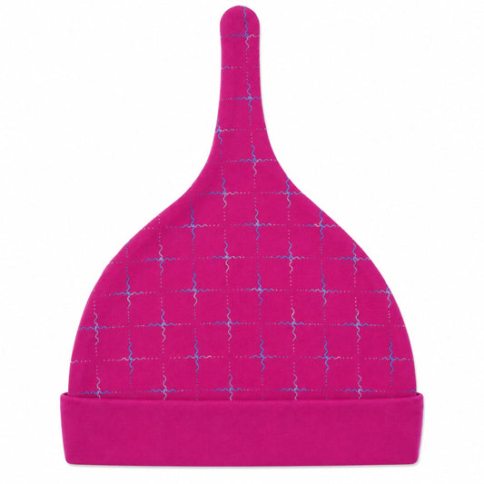 Magenta Grid Knot Baby Cap