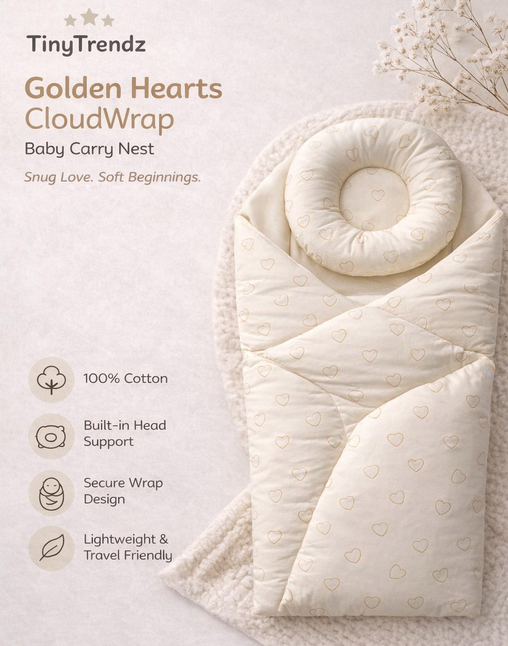 TinyTrendz Golden Hearts Baby Carry Nest