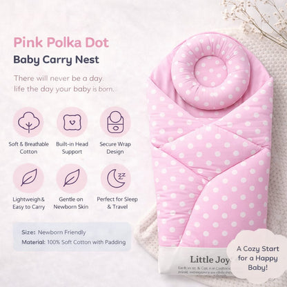 TinyTrendz Cotton Candy Polka Baby Carry Nest Pinka