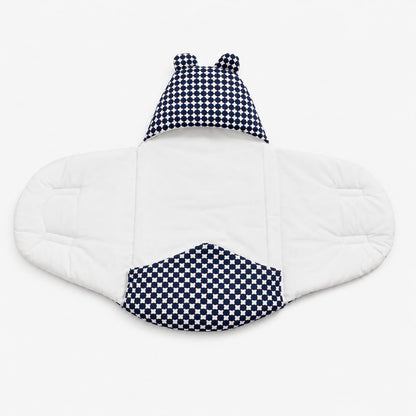 Navy Dot Baby Swaddle Wrap with Bear Ears