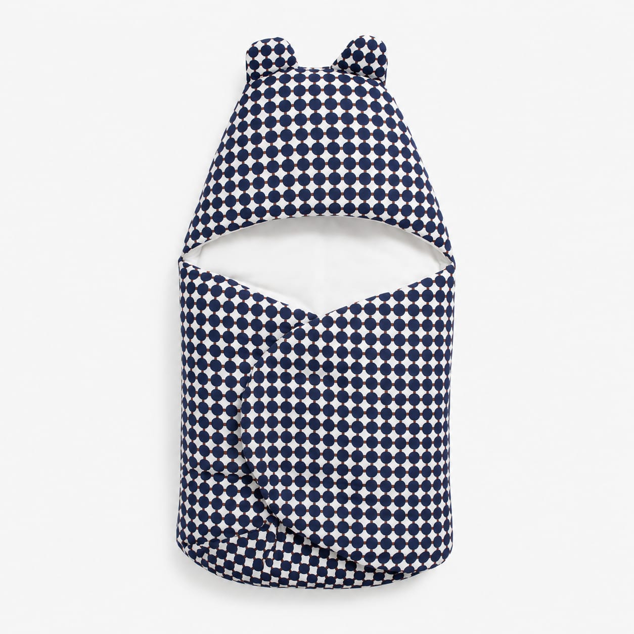 Navy Dot Baby Swaddle Wrap with Bear Ears
