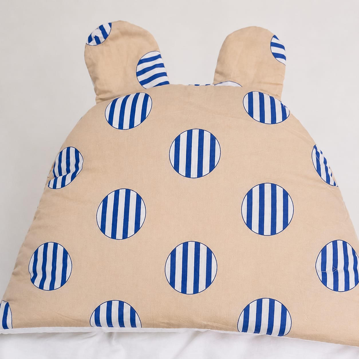 Beige Stripe Dot Baby Swaddle Wrapper with Bear Ears