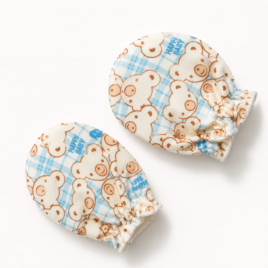 Happy Baby Teddy Bear Newborn Mittens – Soft Cotton Scratch Mitts