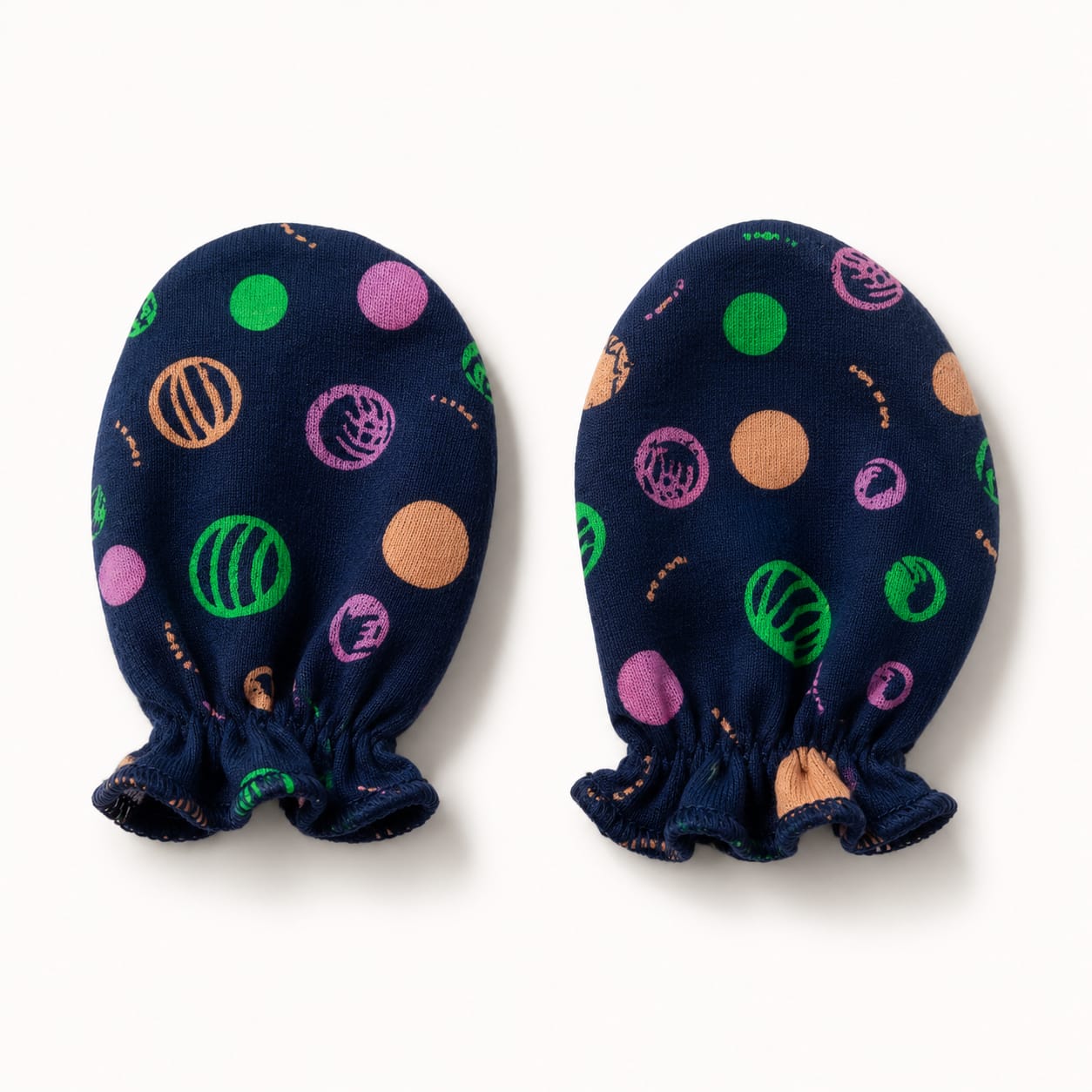 Cosmic Dots Newborn Scratch Mittens – Soft Cotton Baby Gloves