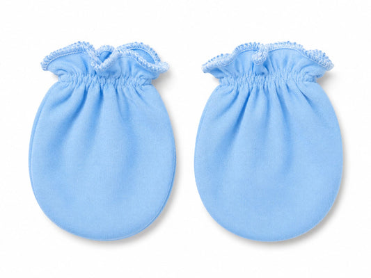 Baby Blue Newborn Scratch Mittens – Soft Cotton Baby Gloves