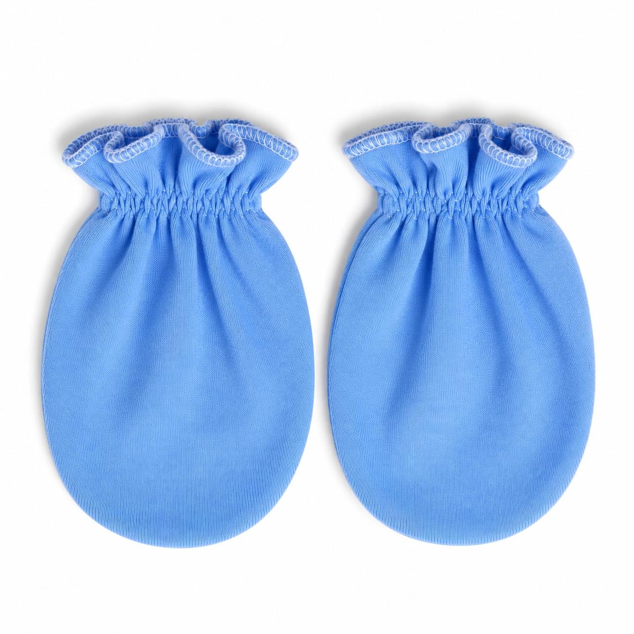 Powder Blue Newborn Scratch Mittens – Soft Cotton Baby Gloves
