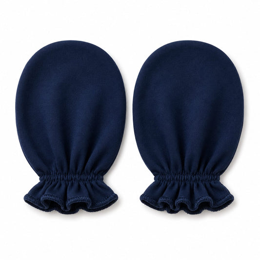Classic Navy Newborn Scratch Mittens – Soft Cotton Baby Gloves