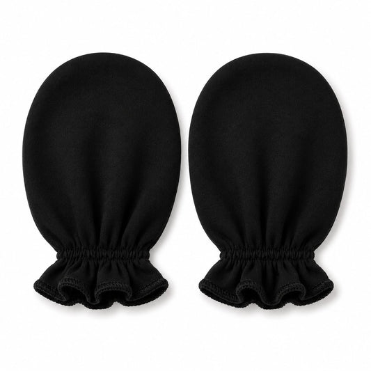 Classic Black Newborn Scratch Mittens – Soft Cotton Baby Gloves