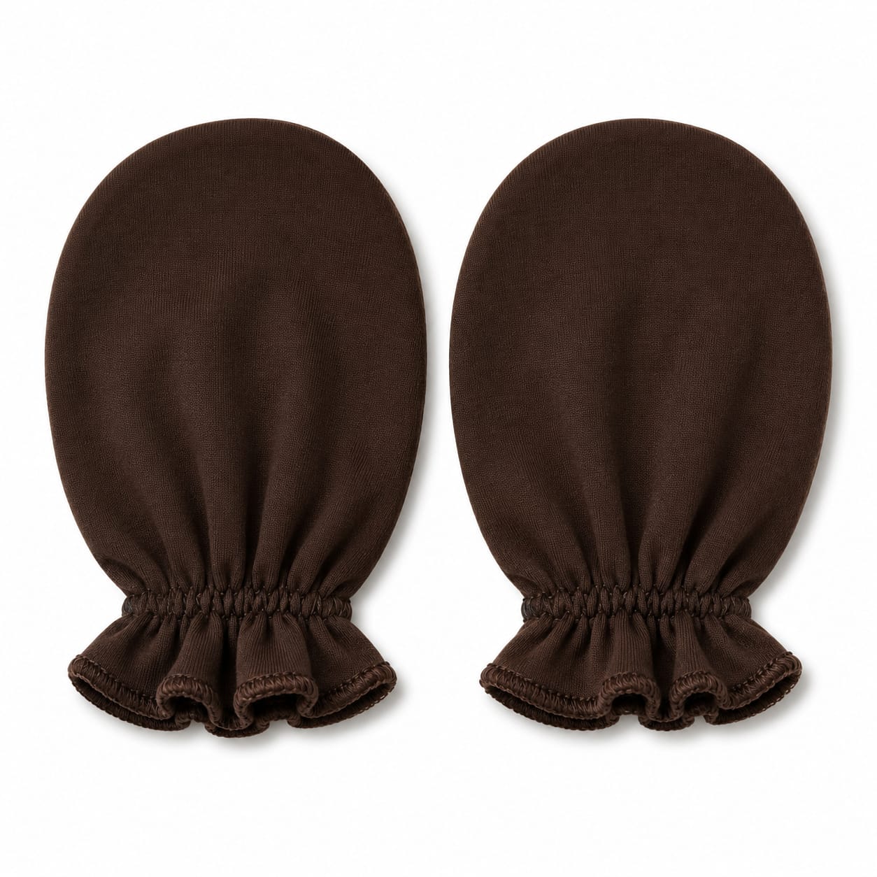 Chocolate Brown Newborn Scratch Mittens – Soft Cotton Baby Gloves