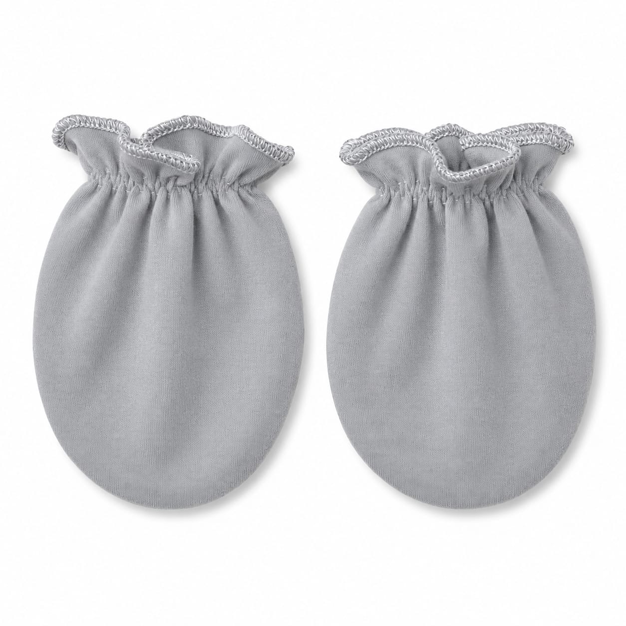 Silver Grey Newborn Scratch Mittens – Soft Cotton Baby Gloves