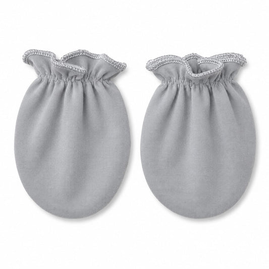 Silver Grey Newborn Scratch Mittens – Soft Cotton Baby Gloves