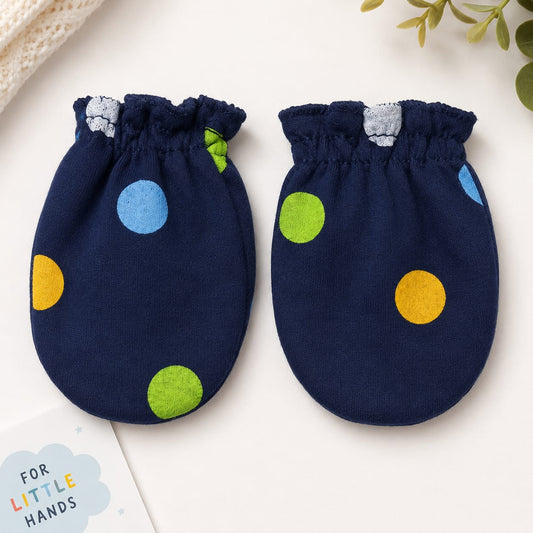 Midnight Polka Newborn Baby Mittens