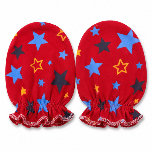Starry Skies Newborn Baby Mittens – Crimson Red